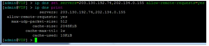 Gambar 13 Set IP DNS mikrotik 
