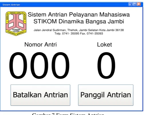 Gambar 6 Hasil Cetakan Nomor Antrian 