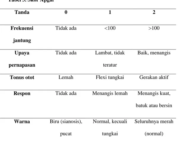 Tabel 3. Skor Apgar 