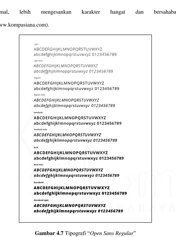 Gambar 4.7 Tipografi “Open Sans Regular”  Sumber : Hasil Olahan Peneliti 