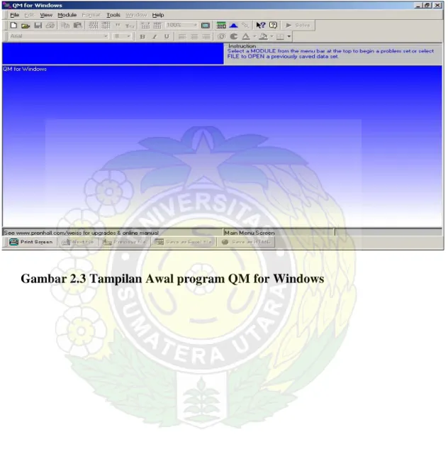 Gambar 2.3 Tampilan Awal program QM for Windows 