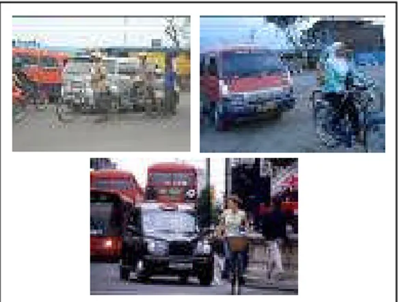 Gambar 1. Konflik Perebutan Ruang Pen- Pen-gendara Sepeda dengan Kendaraan