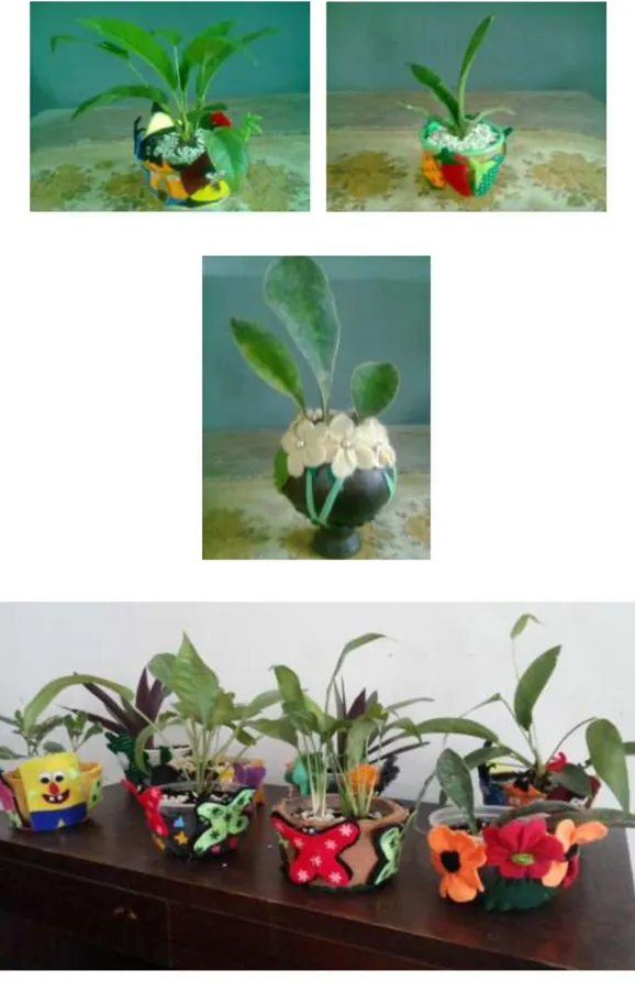 Gambar 8. Hasil Pembuatan POTY POT yang sudah ditanami tanaman  oleh peserta 