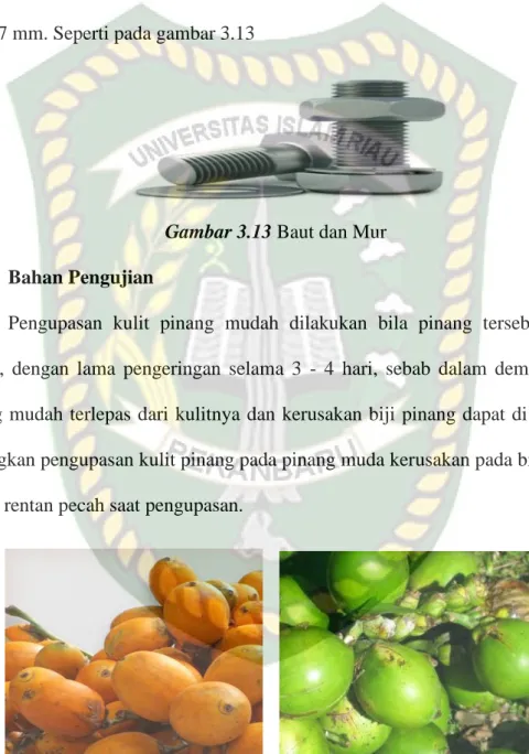 Gambar 3.13 Baut dan Mur  3.7  Bahan Pengujian 