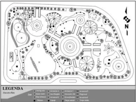 Gambar 1. Zona dan Atribut Ruang Alun-alun Batu  3.2  Pola Pemanfaatan Alun-alun Batu pada Hari Kerja 
