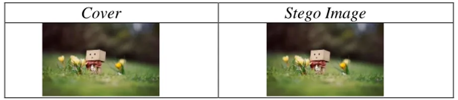 Table 1. Perbedaan antara cover dan stego image 
