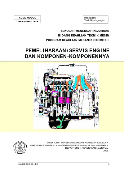 PEMELIHARAAN/SERVIS ENGINE DAN KOMPONEN-KOMPONENNYA