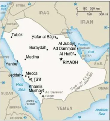 Gambar 1.1 Peta Negara Arab Saudi 