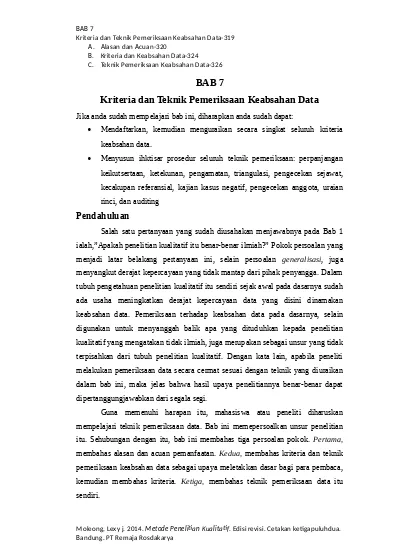 BAB 7 Kriteria Dan Teknik Pemeriksaan Keabsahan Data