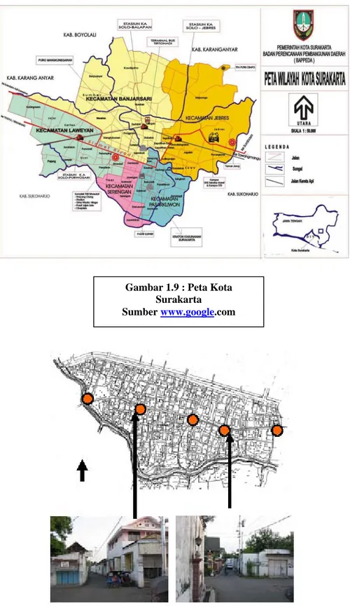 Gambar 1.9 : Peta Kota  Surakarta  Sumber  www.google .com 