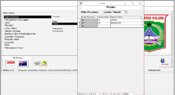 Gambar 15 Form Data Pulau 