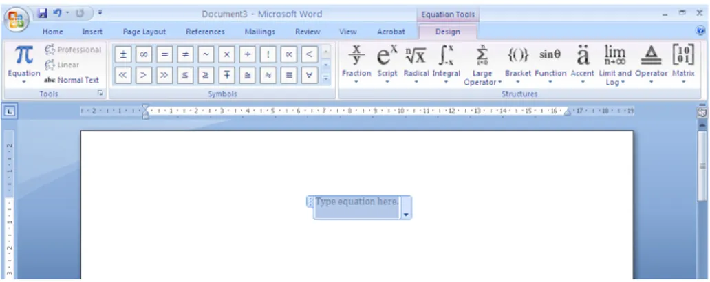 Gambar 2. Tampilan equation editor pada MS Office 2003 