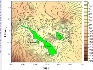 Gambar 4. Profil batimetri sekitar Pulau Gebe 