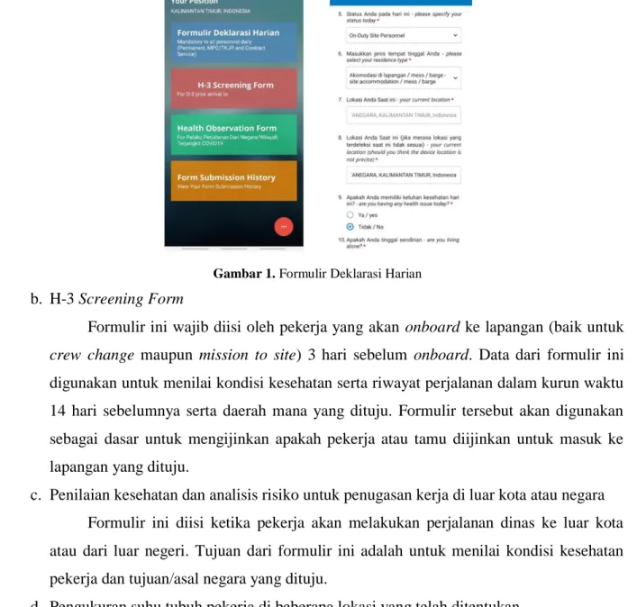 Gambar 1. Formulir Deklarasi Harian 
