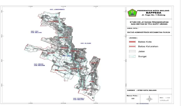 Gambar 3.1. Peta Lokasi Penelitian Sumber: Bappeda Kota Malang (2009) 