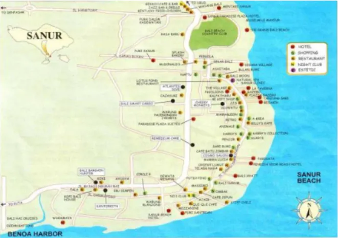 Gambar 3.1 Peta Lokasi Desa Sanur, Kota Denpasar  3.3   Jenis dan Sumber Data 