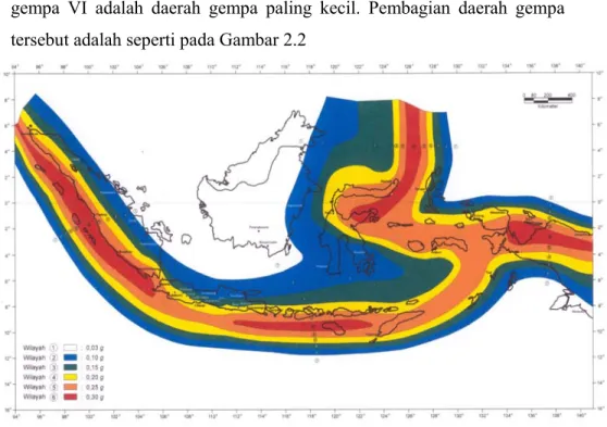 Gambar 2.2.  Pembagian Daerah Gempa di Indonesia 