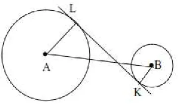 Gambar 2. 4 Garis Singgung Persekutuan Dalam Dua Lingkaran  