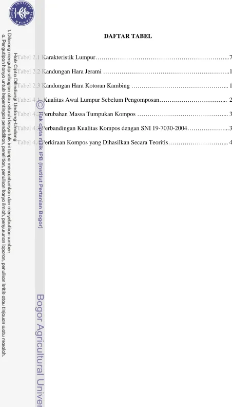 Tabel 2.1 Karakteristik Lumpur………………………………………………………... 7  