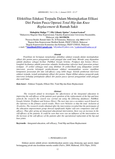 Efektifitas Edukasi Terpadu Dalam Meningkatkan Efikasi Diri Pasien ...