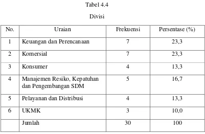 Tabel 4.4 Divisi 