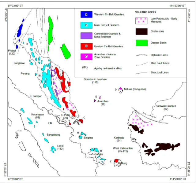 Gambar 1. Peta Jalur Granit Regional Asia Tenggara (Batchelor, 1983).