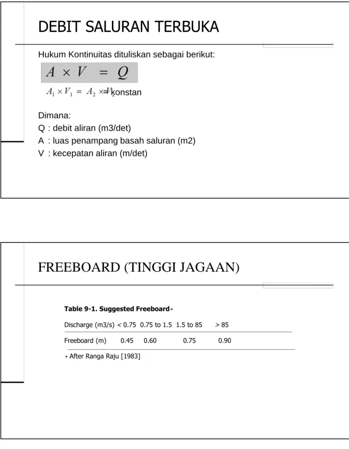 Table 9-1. Suggested Freeboard∗