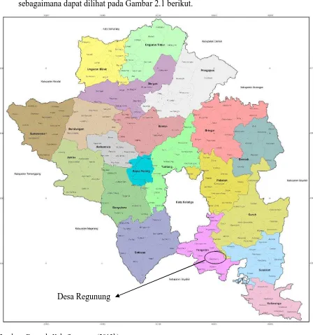 Gambar 2.1. Letak Desa Regunung pada Peta Kabupaten Semarang 