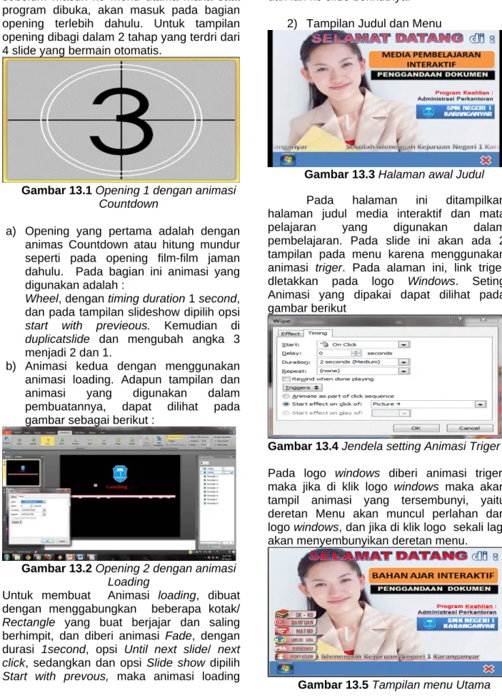 Gambar 13.1 Opening 1 dengan animasi  Countdown 