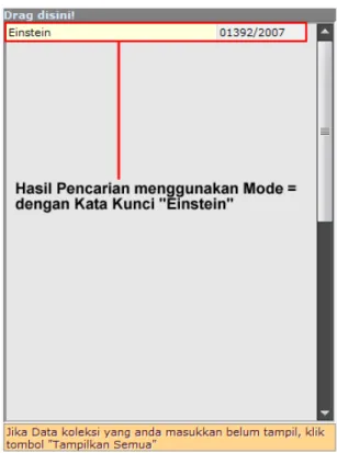 Gambar 82. Hasil Pencarian dengan mode = dan kata kunci “einstein”