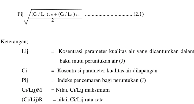 Tabel 2.1. Hubungan nilai IP dengan status mutu air 