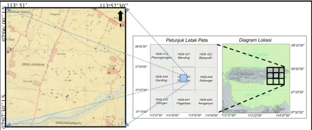 Gambar I.1. Lokasi Daerah Penelitian menurut Peta Rupa Bumi Indonesia.