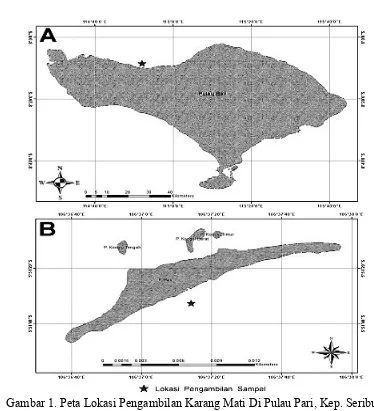 Gambar 1. Peta Lokasi Pengambilan Karang Mati Di Pulau Pari, Kep. Seribu 