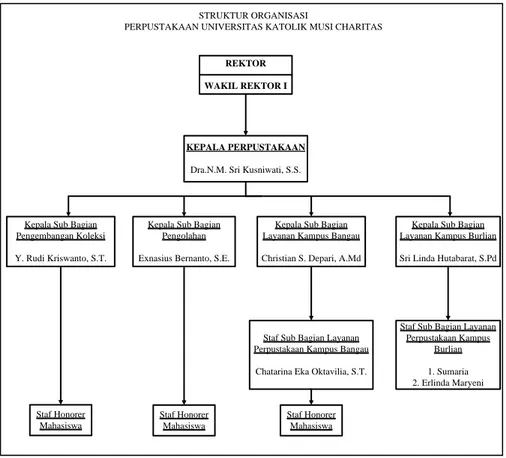 Gambar 1.1 Struktur Organisasi Perpustakaan Universitas Katolik  Musi Charitas 