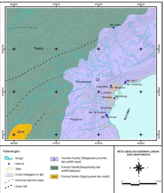 Gambar 7. Peta geologi daerah penelitian dan sekitarnya  (dimodifikasi dari Rusmana drr., 1993) 