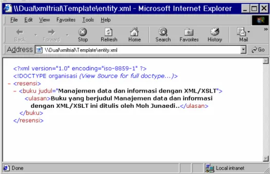 Gambar 2.4  Tampilan Dokumen XML dengan entity 
