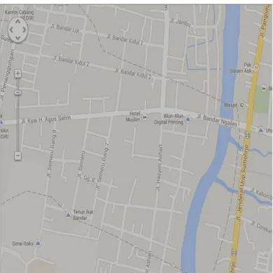 Gambar 22: Peta Kecamatan Bandar Kidul Kediri Jawa Timur  (https://maps.google.com, 23 Juli 2014) 