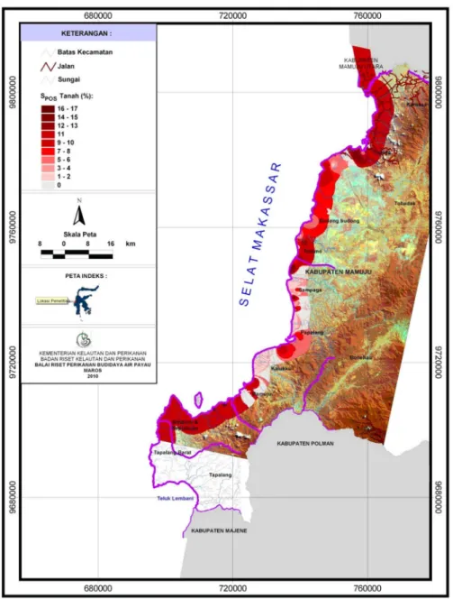 Gambar 3. Peta distribusi S POS  tanah di tambak tanah sulfat masam Kabupaten Mamuju Provinsi Sulawesi Barat