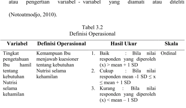 Tabel 3.2  Definisi Operasional 