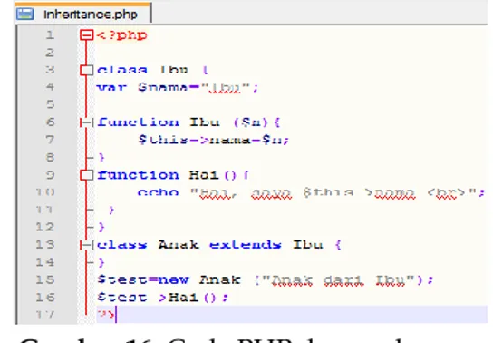 Gambar 16. Code PHP dengan konsep  multiple-inheritance 