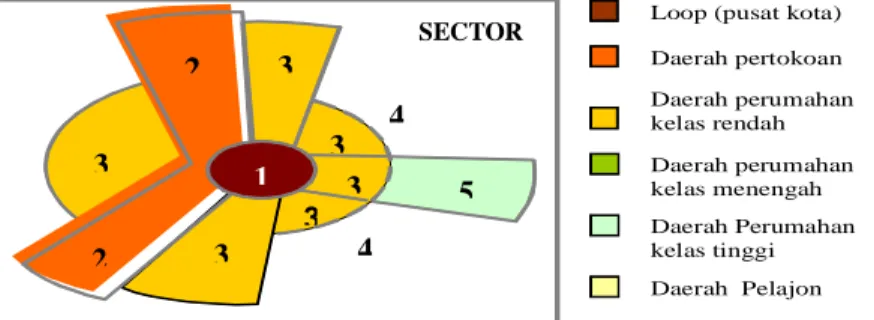 Gambar 2.2. Struktur Kota Model Hoyt (Jean Paul-Rodrigue, 2006) 