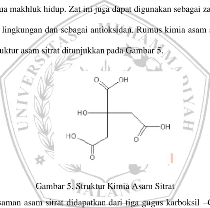 Gambar 5. Struktur Kimia Asam Sitrat 