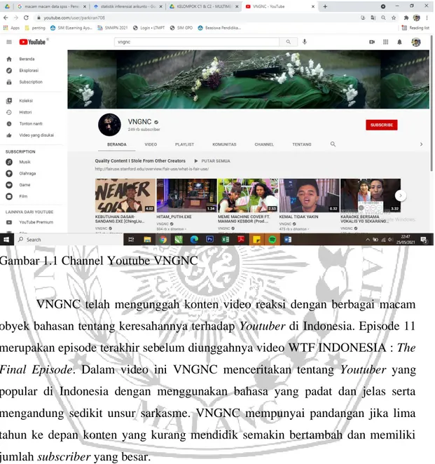 Gambar 1.1 Channel Youtube VNGNC 