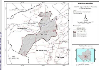 Gambar 2 Peta Lokasi Penelitian di Kecamatan Pubian Kabupaten Lampung 