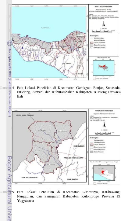 Gambar 4 Peta Lokasi Penelitian di Kecamatan Gerokgak, Banjar, Sukasada, 