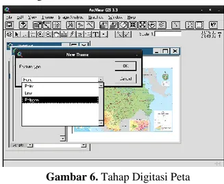 Gambar 6. Tahap Digitasi Peta  Menggunakan Polygon  2.  Untuk  memulai  menggambar  peta  Sumatera 