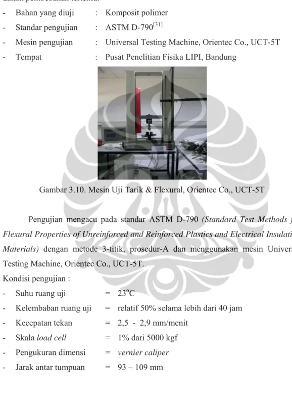 Gambar 3.10. Mesin Uji Tarik &amp; Flexural, Orientec Co., UCT-5T 