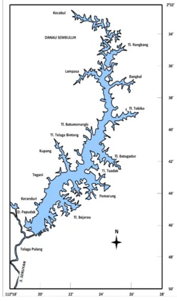 Gambar 1. Peta Daerah Penelitian Danau Sembuluh dan Papudak Figure 1. Map of Sembuluh and Papudak Lakes