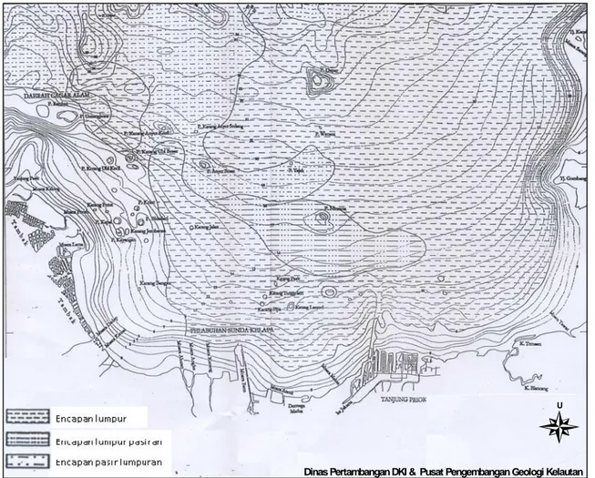 Gambar III.34. Peta Sebaran Endapan Sedimen Permukaan Dasar Laut di Teluk Jakarta 