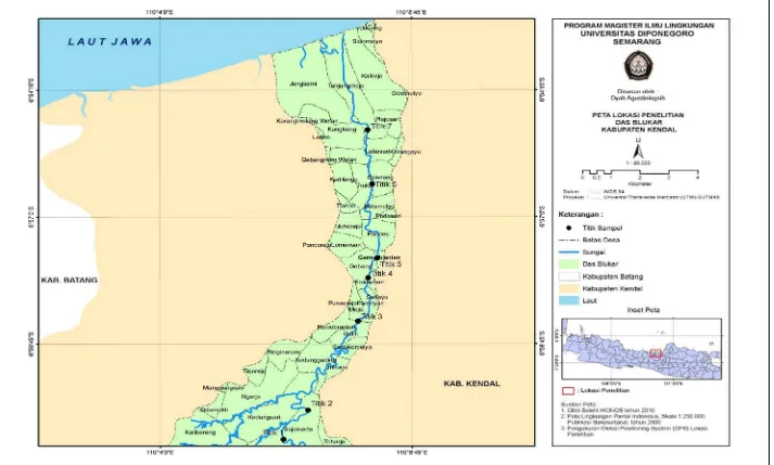 Gambar 8. Peta Lokasi Pengambilan Sampel Air Sungai Blukar 